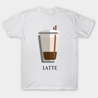 Iced Cold Latte coffee front view in flat design style T-Shirt